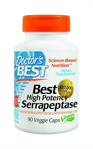 Doctor's BEST - Doctor’s Best Serrapeptase de Alta Potência (120.000 Unidades), Embalagem com 180 Comprimidos