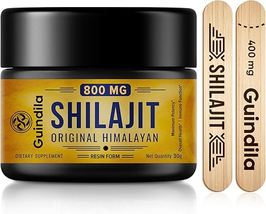 Guindila - Shilajit Puro do Himalaia – Suplemento 800mg com Máxima Potência e 85 Minerais Traços – Orgânico e Original do Himalaia