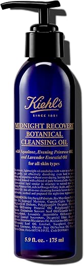 Kiehl’s Óleo de Limpeza Botânico Midnight Recovery, Removedor de Maquiagem Facial, Suaviza – 100ml