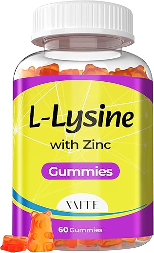 VAITE - L-Lisina 1000mg com Gomas de Zinco – Vitaminas para a Saúde dos Tecidos de Adultos