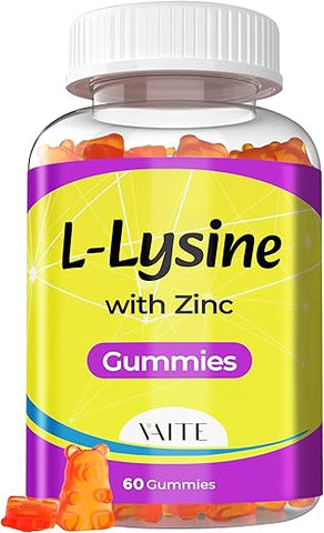 VAITE - L-Lisina 1000mg com Gomas de Zinco – Vitaminas para a Saúde dos Tecidos de Adultos