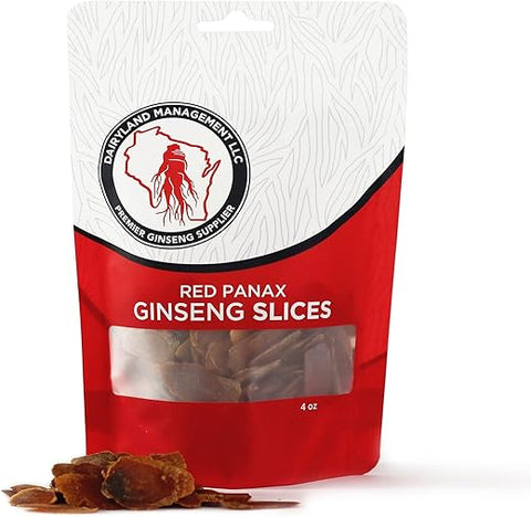 Dairyland Management LLC - Red Panax Ginseng Slices – 113g Pack Korean Panax Ginseng Slices – Sem GMO, Sem Glúten Fatias de Raiz de Ginseng Vermelho – Use Este Suplemento Herbal em Sopa, Chá, Mingau