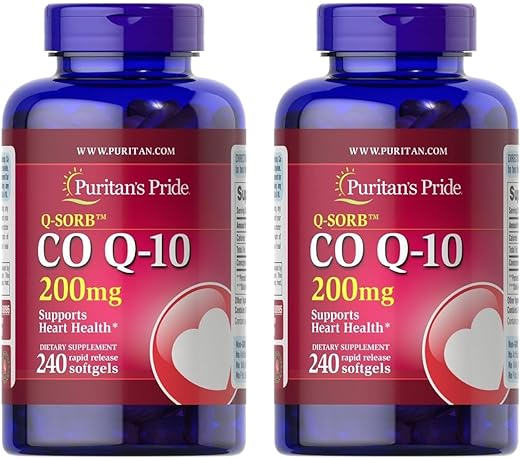 Puritan's Pride - Puritan’s Pride QSORB CoQ10 200 mg – Suporte à saúde do coração (2 Pacotes de 240 softgels) 240 Contagem (Embalagem pode variar)