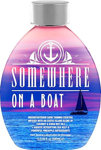 DARK TANS EXCLUSIVE - Bronzeador Somewhere On A Boat para Camas de Bronzeamento Interno/Bronzeado ao Sol com Óleo de Coco, Abacaxi – 200ml
