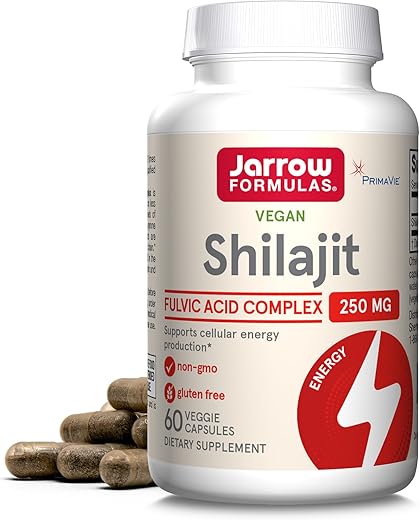 Shilajit 250 mg: Suplemento Alimentar para Energia Celular, 60 Cápsulas Vegetais - Jarrow Formulas