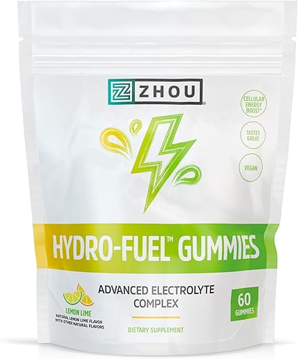 ZHOU - Zhou Nutrition Hydro-Fuel Gummies – Complexo Avançado de Eletrólitos – Suplementos para Hidratação e Energia Celular – Vegano, 20 Porções, 60 Gummies