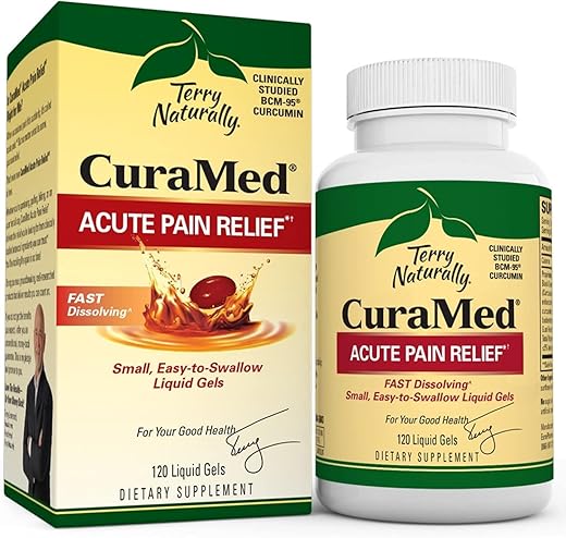 CuraMed Acute Relief – 120 Cápsulas Líquidas – com BCM-95 Curcumina, BOS-10 Boswellia – Melhor Marca de Produto - Terry Naturally