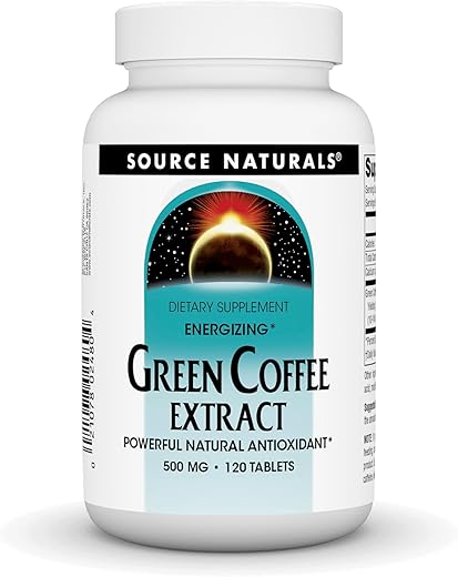 Extrato de Café Verde Energizante, Poderoso Antioxidante Natural*, Comprimido de 500 mg – 120 Comprimidos - Source Naturals