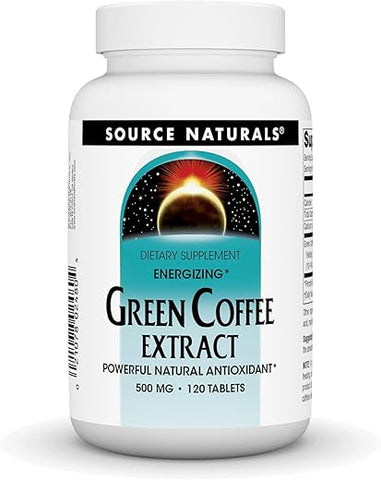 Extrato de Café Verde Energizante, Poderoso Antioxidante Natural*, Comprimido de 500 mg – 120 Comprimidos - Source Naturals
