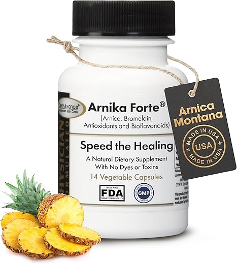 DermAvance - Arnika Forte – Cápsulas Vegetais 14un Redutor de Hematomas e Inchaço – Pós-Cirurgia com Arnica, Bromelina, Antioxidantes e Bioflavonoides