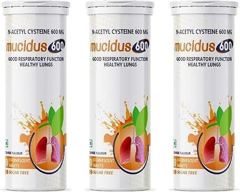Radiplex - Mucidus – Comprimidos Efervescentes de N-Acetilcisteína 600 mg – Antioxidante para Saúde Pulmonar, Desintoxicação do Fígado, Cuidados com a Pele | Sem Açúcar | para Homens