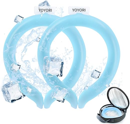 YOYORI - 2PCS Tubo de Refrigeração para Pescoço com Bolsa Isolada, Envoltórios de Refrigeração para Pescoço, Produtos de Refrigeração Corporal Reutilizáveis para o Calor do Verão (Azul*2)