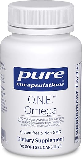 O.N.E. Omega – Suplemento de Óleo de Peixe para Saúde Cardíaca, Articulações, Pele, Olhos e Cognição* – Concentrado de Óleo de Peixe com EPA e DHA – 30 Cápsulas Softgel - Pure Encapsulations