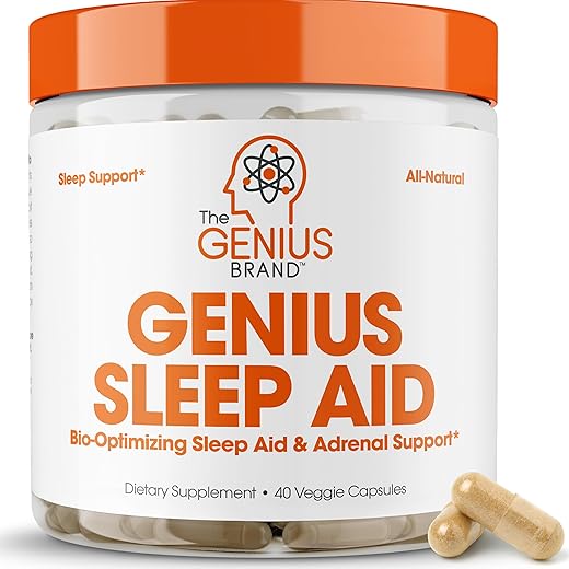 The Genius Brand - Genius Sleep AID – Pílulas Inteligentes para Dormir – Potencializador de Relaxamento e Suporte ao Humor com Inositol e L-Theanine