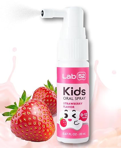 LAB 52 - LAB52 Kids Spray Oral, Auxiliar de Pasta de Dente para Crianças, Reparação de Cáries e Hálito Fresco, Anticárie Infantil sem Flúor para Recém-Nascidos a Pré-Escolares, Sabor Morango Xilitol