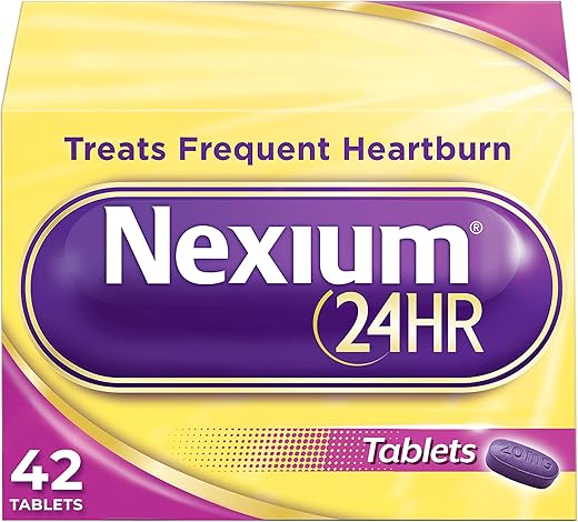 24HR: Alívio para Azia com Esomeprazol Magnésio – 42 Comprimidos para Proteção Durante o Dia e a Noite contra a Azia Frequente - Nexium