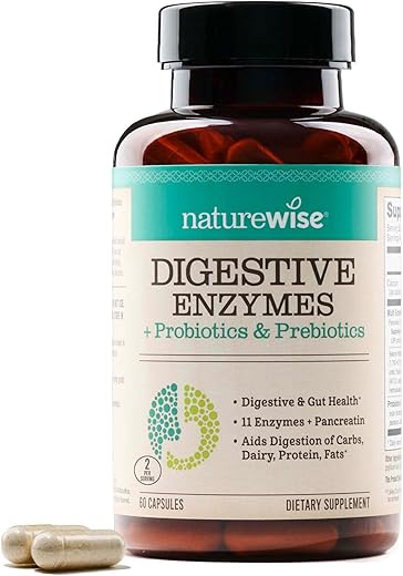 Enzimas Digestivas – Multi Enzimas com Probióticos Prebióticos – Bromelina Enzima de Mamão para Digestão de Carboidratos, Gorduras, Proteínas – 100% Natural e Eficaz - NatureWise