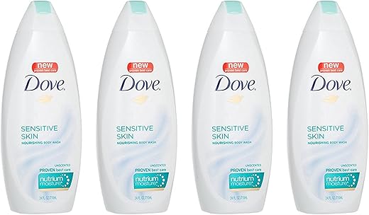 Body Wash 22 oz, 4 Unidades – Pele Sensível, Hipoalergênico e Livre de Sulfatos – Para uma Pele Mais Suave e Macia - Dove