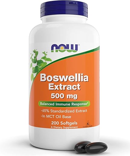 NOW Foods - Now Boswellia Serrata Extract 500 mg, 200 Softgels – Resina de Goma de Árvore em Base de Óleo MCT – Herbal Supplement