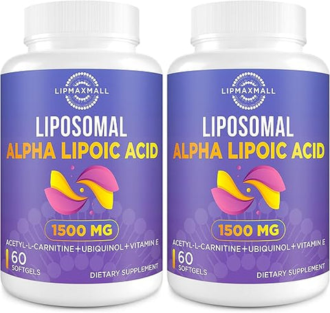lipmaxmall - Liposomal Alpha Lipoic Acid 1500mg + Acetyl-L-Carnitine 900mg | Potente Antioxidante para Saúde