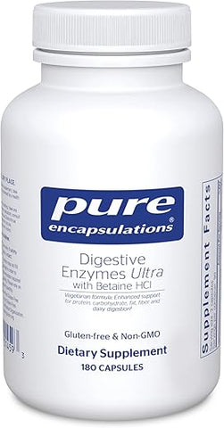 Digestive Enzymes Ultra com Betaine HCl – Suplemento Digestivo Vegetariano para Apoiar a Digestão de Proteínas, Carboidratos, Fibras e Laticínios* – 180 Cápsulas - Pure Encapsulations