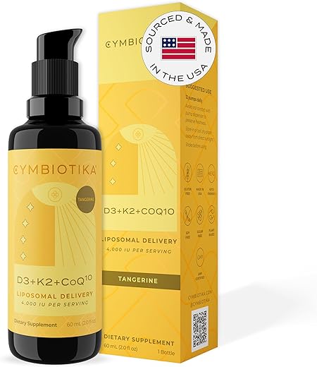 Vitamina D3 K2 CoQ10 Líquido, Suporte Imunológico e Saúde Cardíaca - CYMBIOTIKA