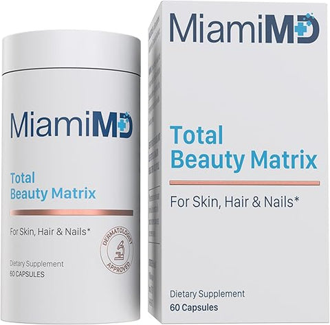 Total Beauty Matrix – Colágeno com Vitamina C para Cabelo, Pele e Unhas – Cruelty Free – 60 Cápsulas
