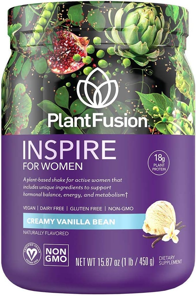 Inspire – Pó de Proteína Vegetal para Mulheres – Baixo Carboidrato para Suporte Muscular Magro – Keto, Sem Glúten, Sem Soja, Sem Laticínios, Sem Açúcar, Não-OGM – Baunilha Cremosa – 500g - PlantFusion
