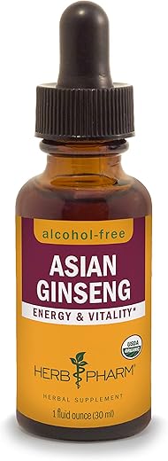 Ginseng Asiático (Panax) Líquido Glicerito para Energia e Resistência, Sem Álcool, 30 ml - Herb Pharm