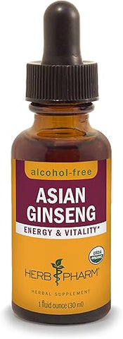 Ginseng Asiático (Panax) Líquido Glicerito para Energia e Resistência, Sem Álcool, 30 ml - Herb Pharm