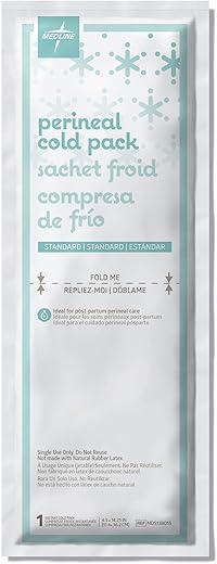Cold Packs Perineais Padrão, 11,4 cm x 36,2 cm, Pacote com 24, Ideal para Cuidados Perineais Pós-Parto - Medline