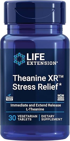 Theanine XR™ – Alívio do Estresse – L-Teanina – Promove uma Resposta Calma ao Estresse Diurno – Não-OGM, Sem Glúten, Vegetariano – 30 Comprimidos - Life Extension