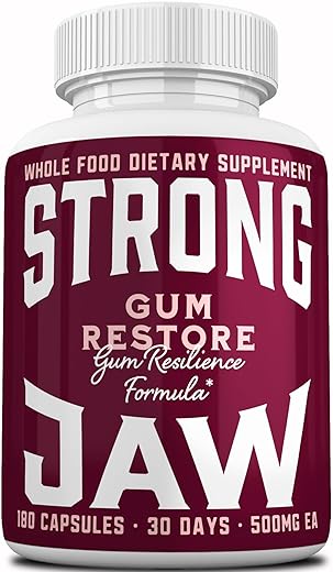 Strong Jaw - Suplemento Gum Restore – Suporte para Gengivas Recuadas, Inchaço Gengival, Saúde Bucal | Marca em Destaque
