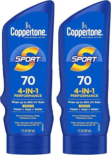 SPORT Protetor Solar FPS 70 Loção Resistente à Água, Amplo Espectro, Embalagem Econômica, 200 ml, Pack com 2 Unidades - Coppertone