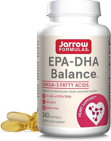 EPA-DHA Balance – Ômega-3 1.200 mg para Suporte Cardiovascular – 240 Softgels, 120 Dias de Suprimento - Jarrow Formulas