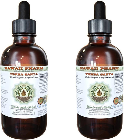 Yerba Santa Extrato Líquido Sem Álcool, Folha Seca de Yerba Santa Glicerito Herbal Natural, Hawaii Pharm, EUA 2×120 ml