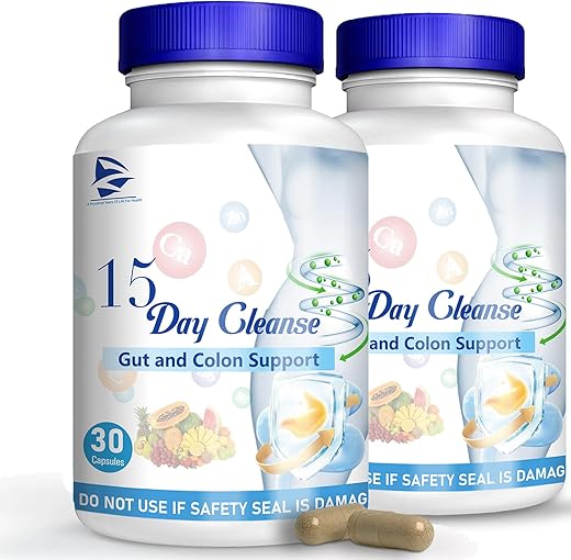 SAKQIY - 15 Dias de Limpeza Intestinal – Suporte para o Intestino e Cólon, Pastilhas para Limpar o Cólon em 15 Dias, Limpeza de 15 Dias, Limpeza do Cólon em 15 Dias