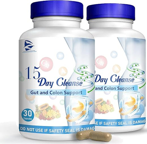 SAKQIY - 15 Dias de Limpeza Intestinal – Suporte para o Intestino e Cólon, Pastilhas para Limpar o Cólon em 15 Dias, Limpeza de 15 Dias, Limpeza do Cólon em 15 Dias