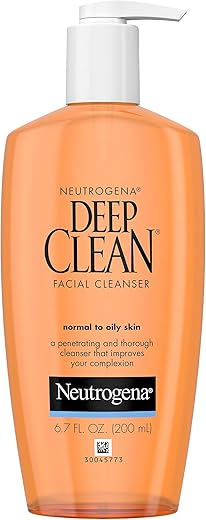 Deep Clean Facial Cleanser com Ácido Beta Hidroxi para Pele Normal a Oleosa, Livre de Álcool e Óleo - Neutrogena