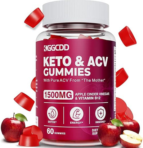 KGGCDD - Keto ACV Gummies: Suplemento Keto em Gomas para Emagrecimento Avançado – Mulheres e Homens, com 1500MG de Vinagre de Maçã