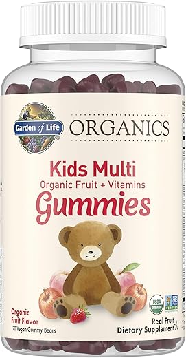 Organics Kids Gummy Vitamins – Frutas – Certificado Orgânico, Não-OGM | 100% Natural | 60 Gomas - Garden of Life