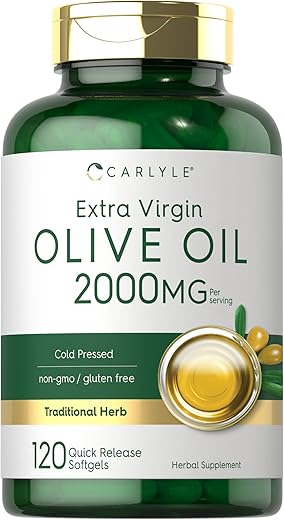 Suplemento de Óleo de Oliva 2000mg | 120 Cápsulas | Extra Virgem, Prensado a Frio | Livre de Transgênicos, Sem Glúten | Carlyle - Carlyle
