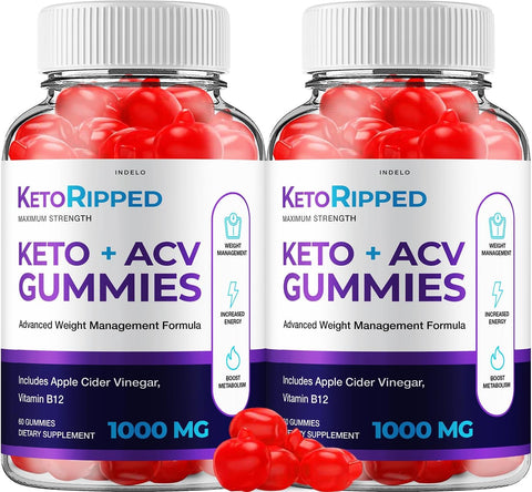 Indelo - (2 Pacotes) Gomas Keto Ripped ACV – Fórmula Avançada Gomas Keto Ripped ACV de Vinagre de Maçã – Suplemento Dietético de Gomas Ripped ACV de Vinagre de Maçã – Força Extra (120 Gomas)