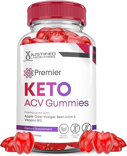 Justified Laboratories - Premier Keto Gummies Avançado 1000MG Vinagre de Maçã com Romã e Beterraba em Pó B12 Vegano Não GMO 60 Gomas