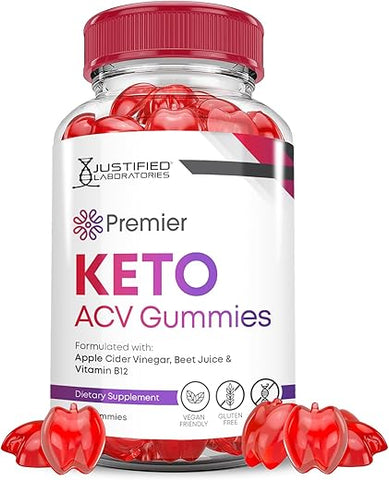 Justified Laboratories - Premier Keto Gummies Avançado 1000MG Vinagre de Maçã com Romã e Beterraba em Pó B12 Vegano Não GMO 60 Gomas