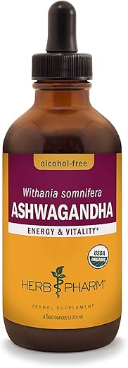 Extrato de Ashwagandha Orgânico Certificado em Gotas para Suporte Tradicional de Energia e Vitalidade, Glicerina Livre de Álcool, 120 ml - Herb Pharm