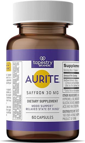 Aurite - Suplemento de Açafrão | Gerenciamento de Estresse, Suporte Herbal para o Humor, Memória de Longo Prazo, para Mulheres
