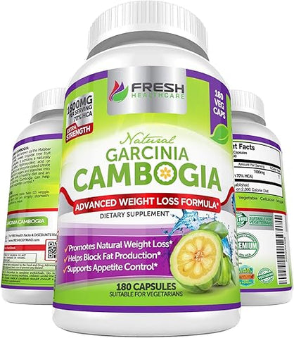 Extrato 100% Puro de Garcinia Cambogia – Supressor Natural de Apetite – 60 Cápsulas - FRESH HEALTHCARE