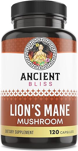 Lion’s Mane – 120 Cápsulas Veganas de Cogumelo (2 Meses de Fornecimento) – Suporte para Clareza Mental e Energia - Ancient Bliss