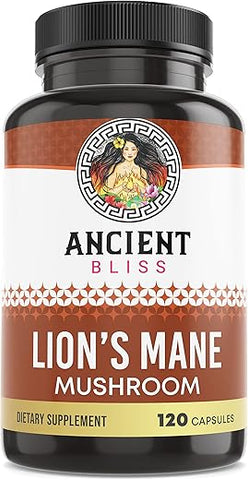 Lion’s Mane – 120 Cápsulas Veganas de Cogumelo (2 Meses de Fornecimento) – Suporte para Clareza Mental e Energia - Ancient Bliss